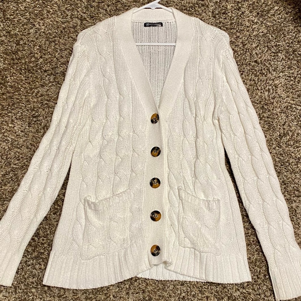 White button up cardigan